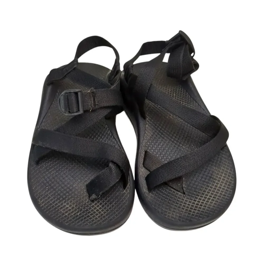 Chaco Classic Sandals Mens Size 7 Wide Black Toe Loop Adjustable Outdoor Hiking